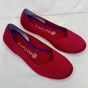 Rothy’s The Flat Women’s 7.5 Red Round Toe Knit Slip On Ballet Flats
